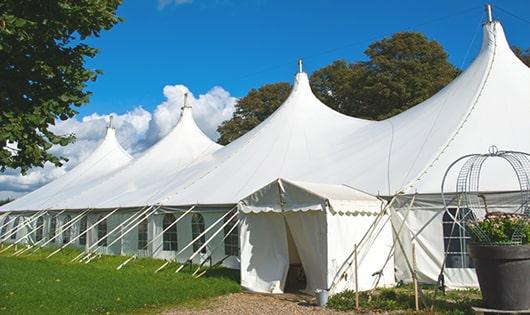 portable restrooms arranged for a event, providing quick and easy access for attendees in Grayson